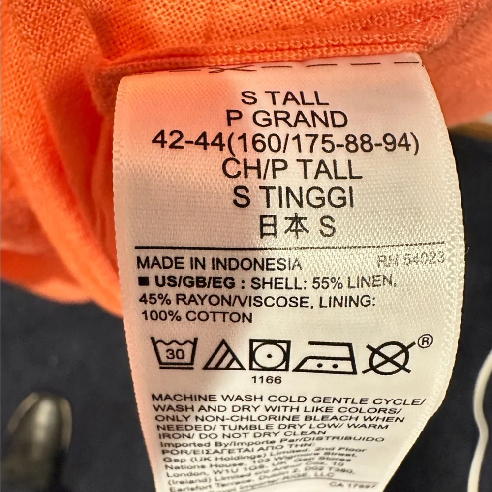 GAP Drop Waist Coral Linen Blend  Maxi Dress Small Tall‎ - Picture 7 of 11